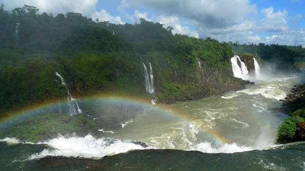 Rainbow over waterfalls