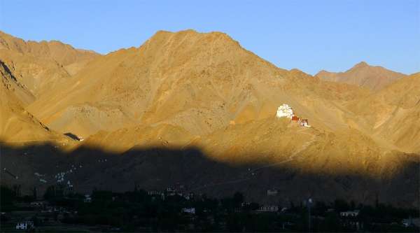 Sunset over Namgyal Tsemo gompa