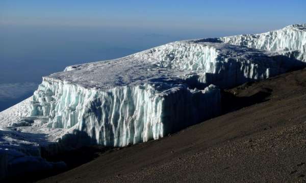 Remains of a glacier in Kilimanjaro