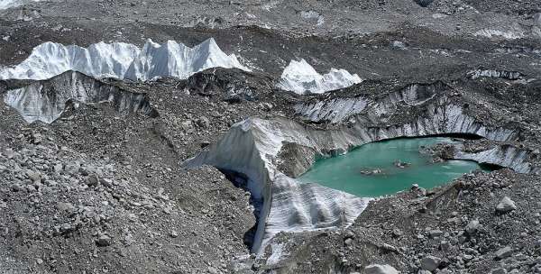 Vijvers op de Khumbu-gletsjer
