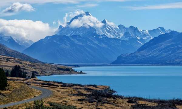Uitzicht op de hoogste berg van Nieuw-Zeeland