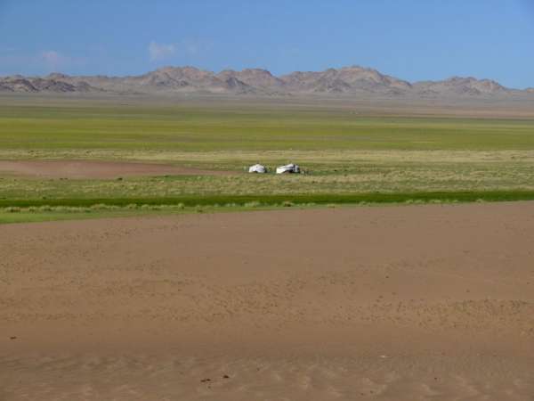 Yurts under the dunes