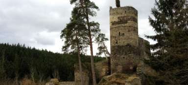 De ruïnes van het kasteel Gutštejn