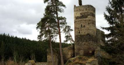 De ruïnes van het kasteel Gutštejn