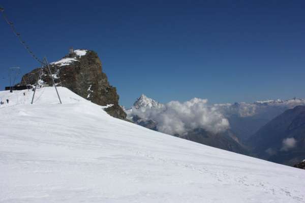 Stanice lanovky Klein Matterhorn směrem k Matterhornu
