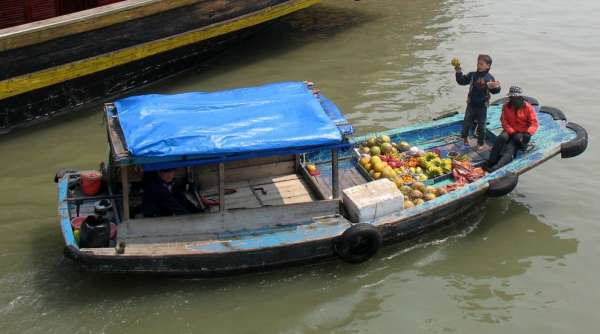 Barcos de frutas en Ha Long