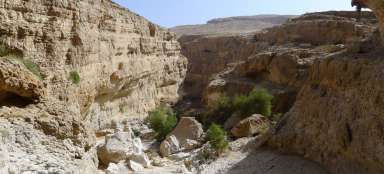 Loop door de kloof van Wadi Bani Khalid