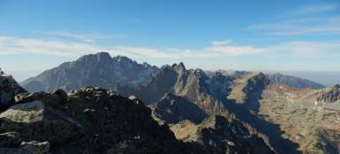 High Tatras의 관광 봉우리로의 상승