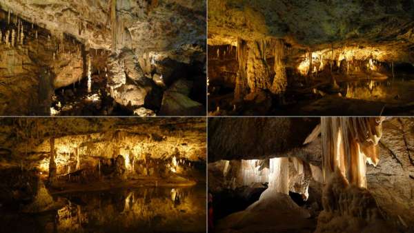 Schöne Dekoration der Punkva-Höhle