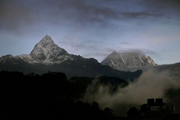 Ochtend uitzicht vanaf Pokhara