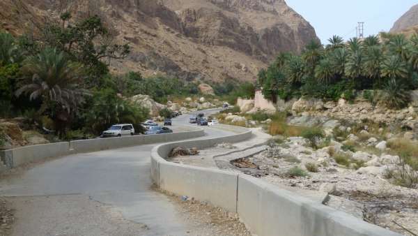 Driving through a concrete trough