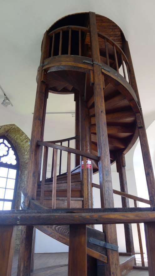 Beautiful staircase on the Kleť lookout tower
