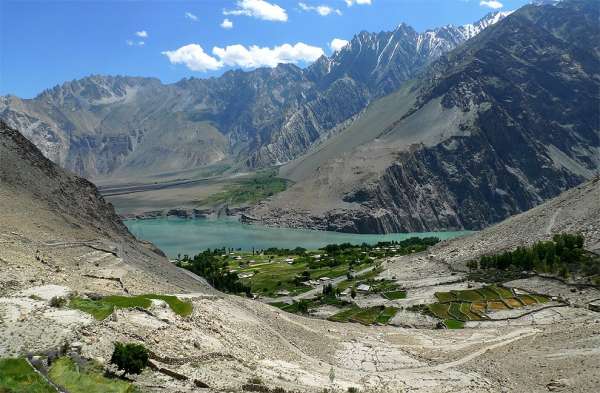 Attabad Lake and the village of Hussaini