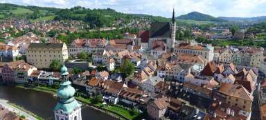 Uitzicht vanaf de kasteeltoren in Český Krumlov