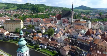 Vista dalla torre del castello di Český Krumlov