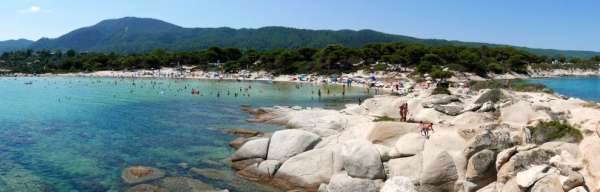 Panorama des Strandes von Karidi