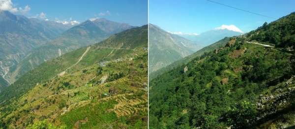 Výhled na Langtang Lirung a Ganesh Himal
