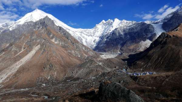 Uitzicht op Kyanjin Gompa