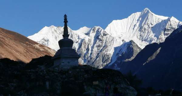 Chorten and mountains