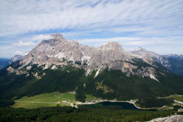 View of Misurina and the mountain