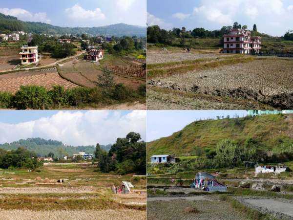 Desarrollo de aldea entre Bhaktapur y Changu Narayan