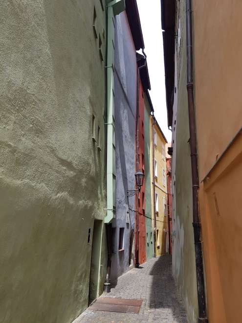 Narrow alley between houses