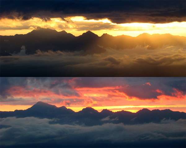 Zonsondergang op de Cordillera Negra