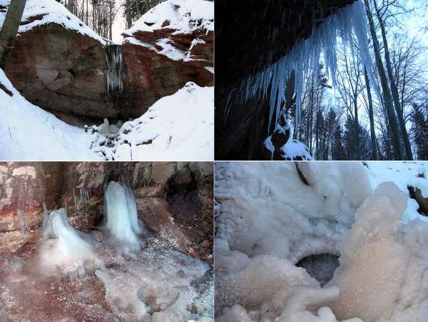 Novopacke vodopády v zime