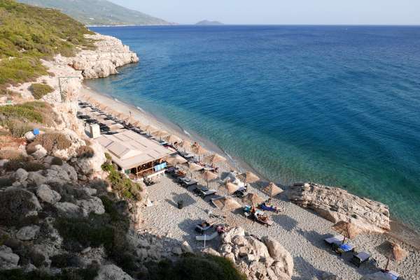 View of Kaladakia beach from the hill