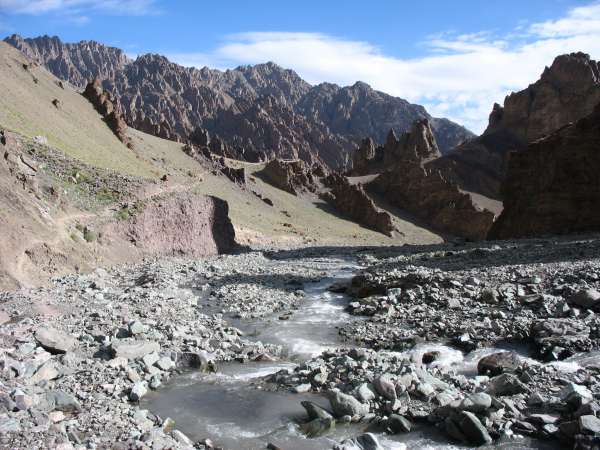 Uitzicht terug vanaf de rivier