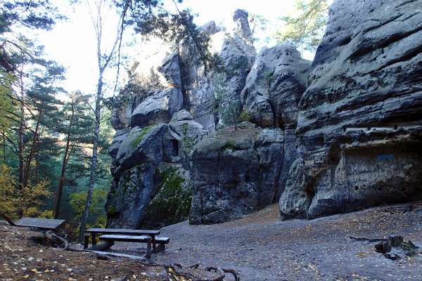 The dwelling is carved into the rock