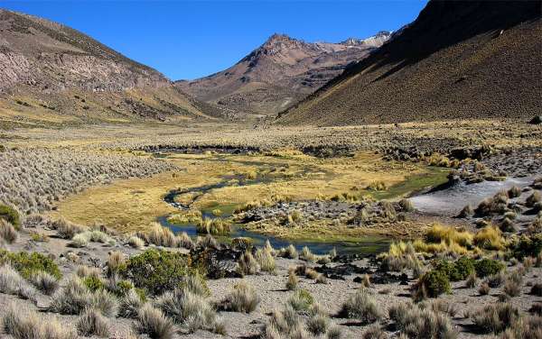 A estrada para as lagoas do altiplano
