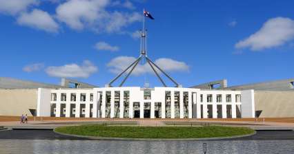 Front view of the Australian Parliament