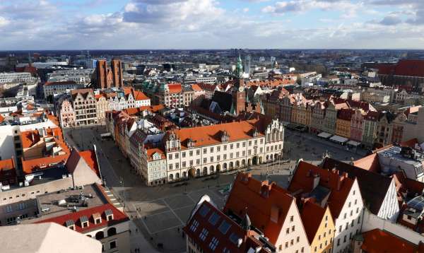 Uitzicht op de Grote Markt in Wroclaw