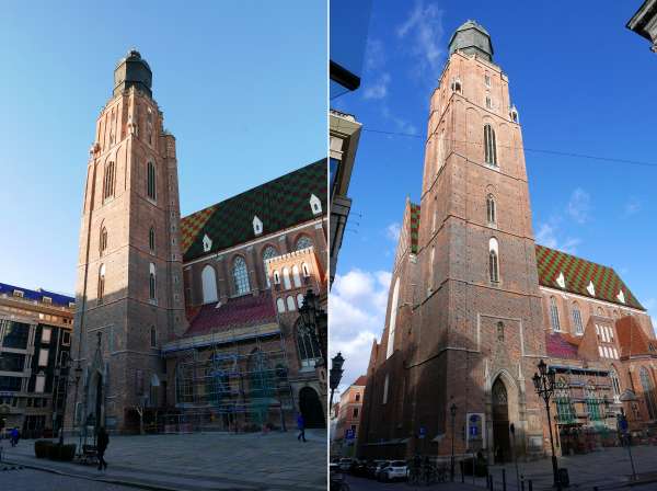 Het begin van de rondleiding op het marktplein in de buurt van de basiliek