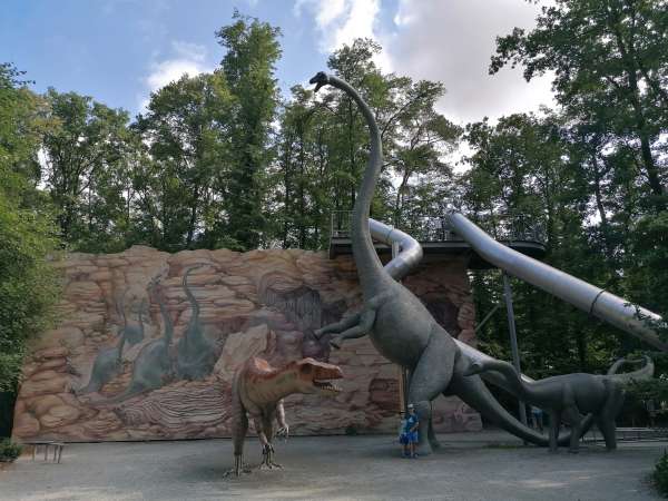 Giant slide with Diplodocus