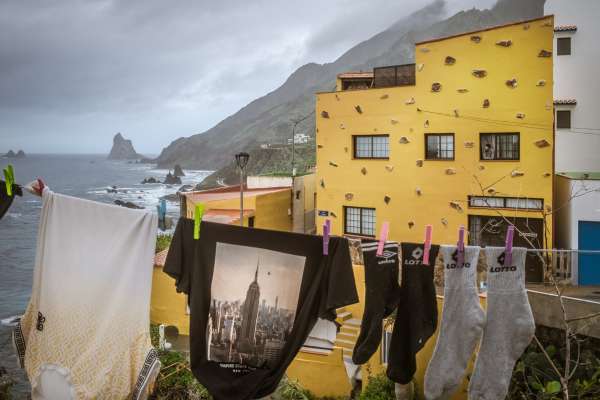 Still life with laundry and ocean
