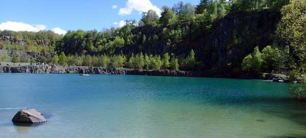 Flooded basalt quarry Hradišťský vrch