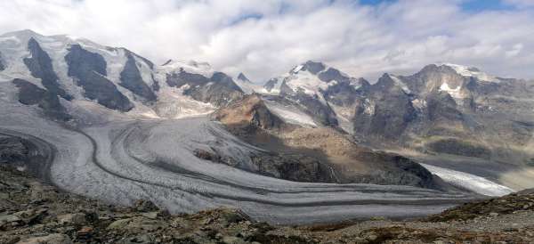The summit panorama of the Bernina mountain range