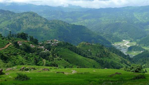 View of the valley of Khahare Khola