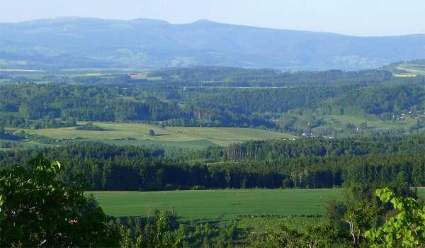 The outlook of Giant Mountains and Sněžk