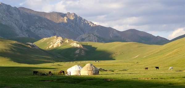 Yurt under the mountains