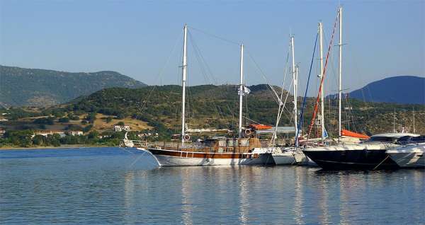 Yachts in the port of Molyvos