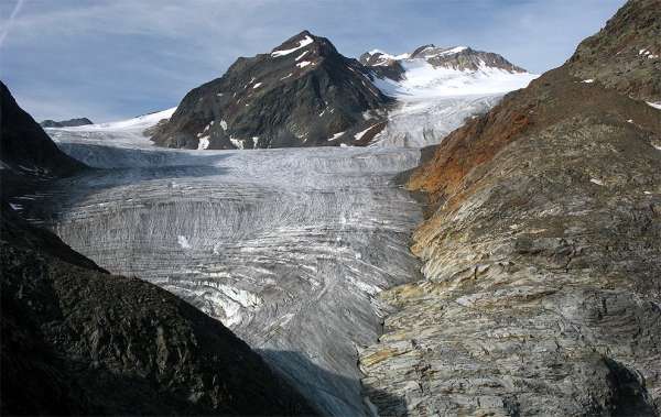 Uitzicht op de Mittelberg-gletsjer